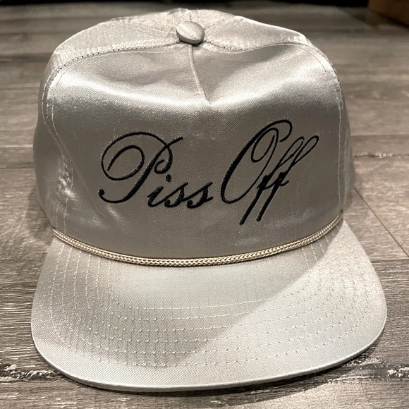 Rare silver men’s baseball cap “piss off” stitching